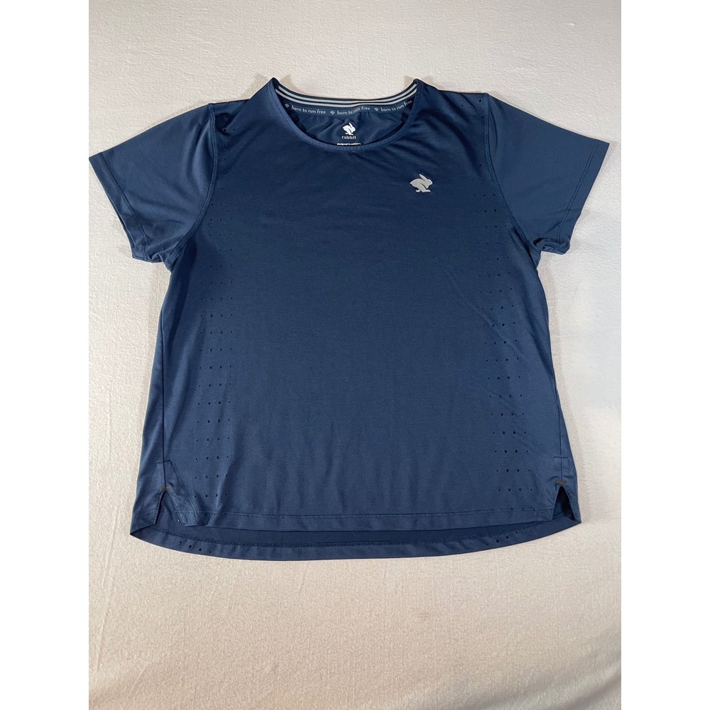 Rabbit EZ Tee Running Shirt Womens XL Blue Perforated Short Sleeve Performance
